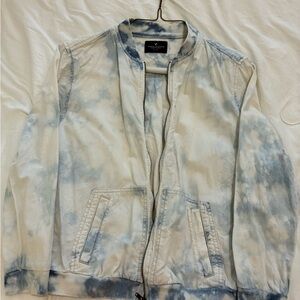 American Eagle Outfitters Light Blue Tie-Dye Bomber Jacket